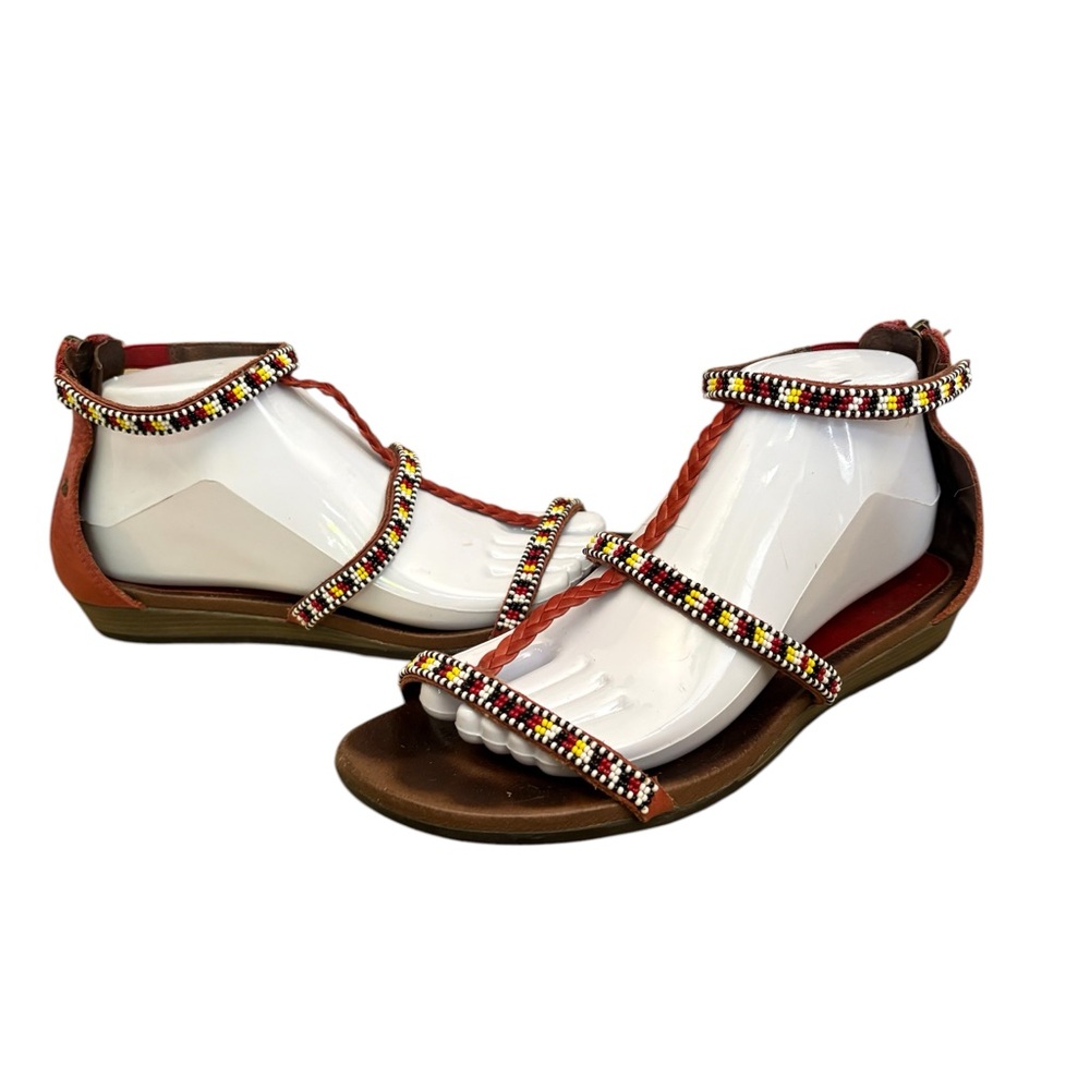 Pikolinos Alcudia Red beaded leather sandals 39/8 - Picture 2 of 10